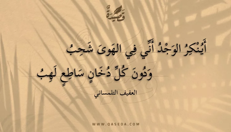 قصيدة أينكر الوجد أني في الهوى شحب