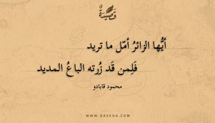 قصيدة أيها الزائر أمل ما تريد