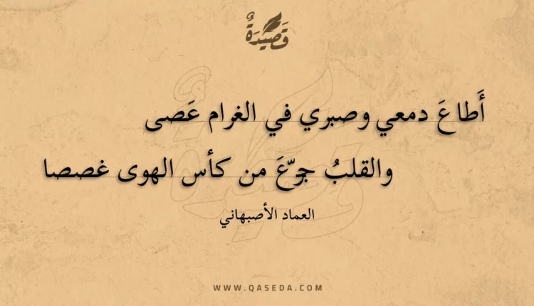 قصيدة أَطاع دمعي وصبري في الغرام عصى