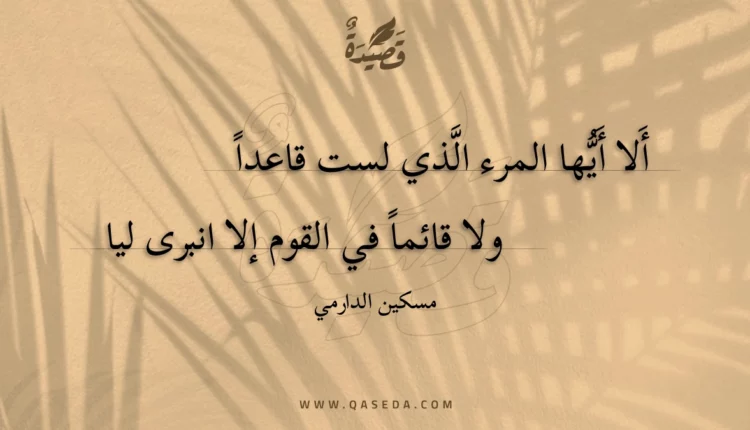 قصيدة أَلا أَيها المرء الذي لست قاعداً