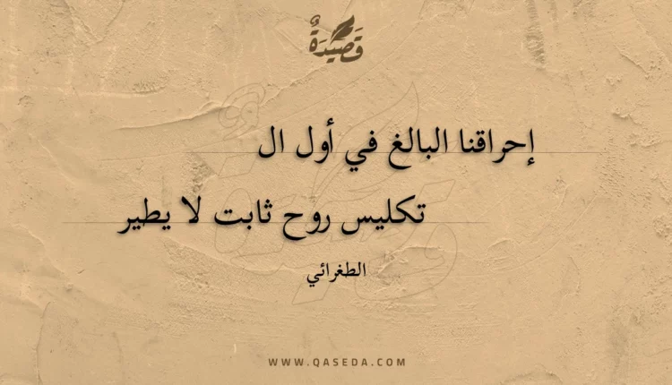 قصيدة إحراقنا البالغ في أول التكليس
