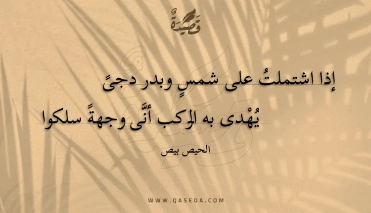 قصيدة إذا اشتملت على شمس وبدر دجى