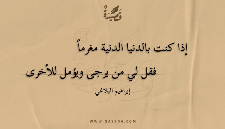 قصيدة إذا كنت بالدنيا الدنية مغرما