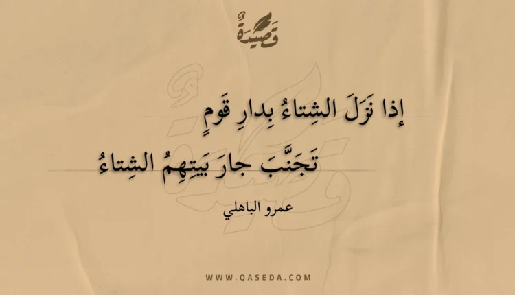 قصيدة إذا نزل الشتاء بدار قوم