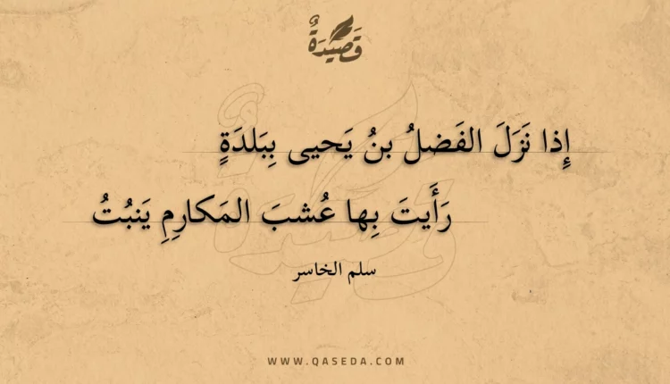 قصيدة إذا نزل الفضل بن يحيى ببلدة