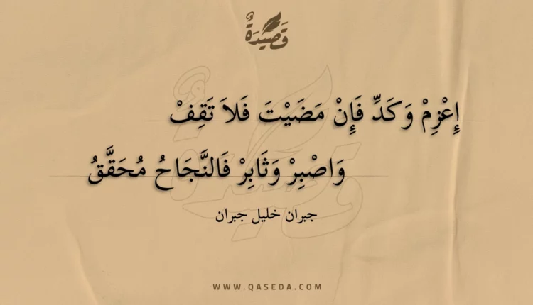 قصيدة إعزم وكد فإن مضيت فلا تقف