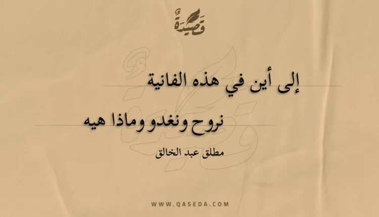 قصيدة إلى أين في هذه الفانية