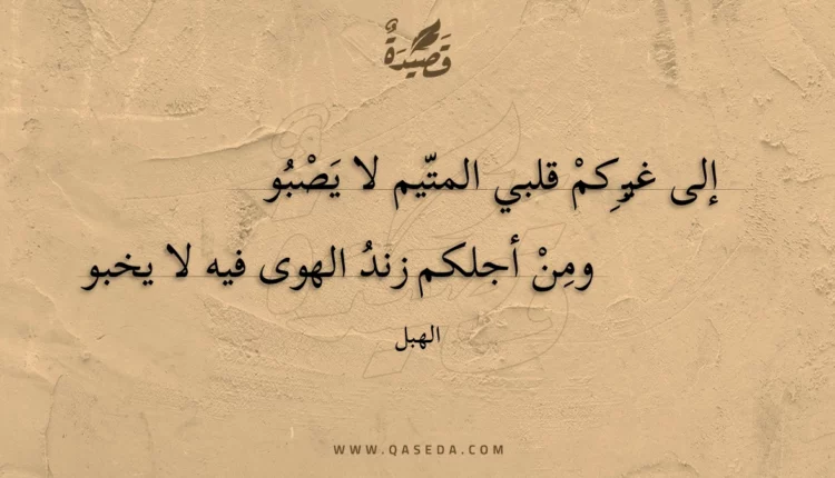 قصيدة إلى غيركم قلبي المتيم لا يصبو