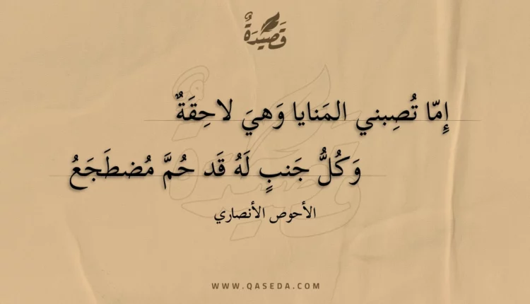 قصيدة إما تصبني المنايا وهي لاحقة