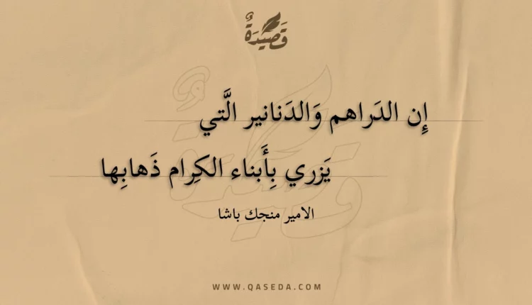 قصيدة إن الدراهم والدنانير التي
