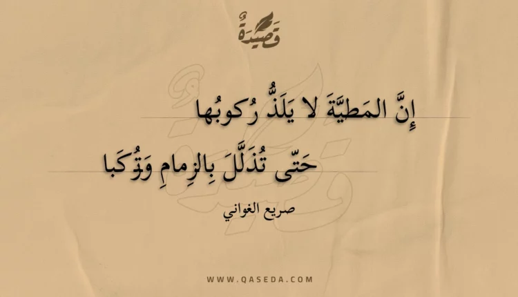 قصيدة إن المطية لا يلذ ركوبها