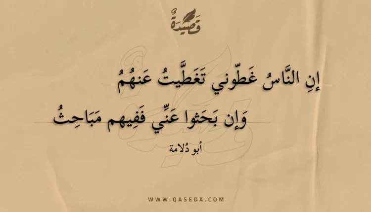 قصيدة إن الناس غطوني تغطيت عنهم