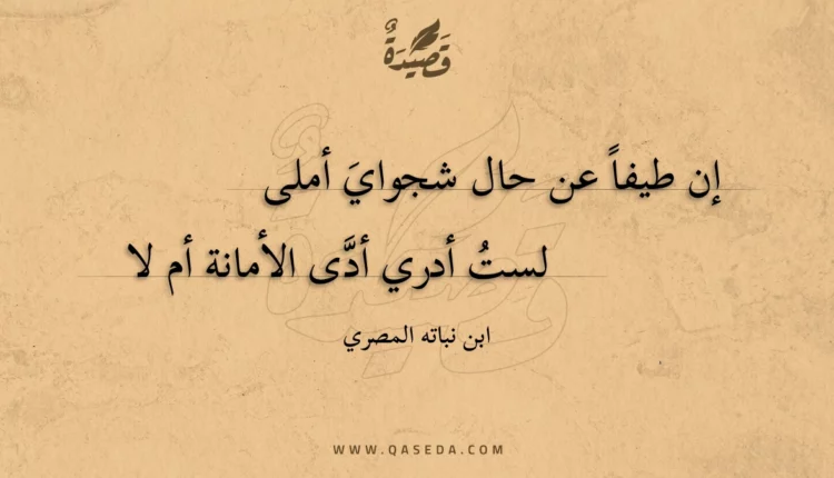 قصيدة إن طيفا عن حال شجواي أملى