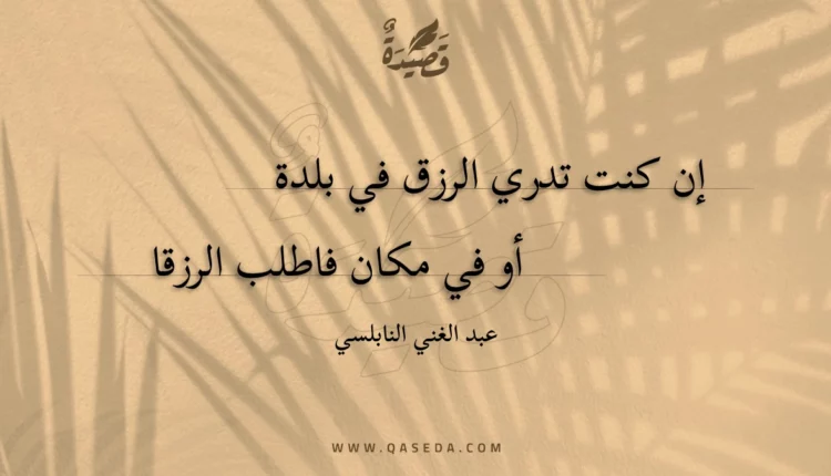 قصيدة إن كنت تدري الرزق في بلدة