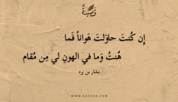 قصيدة إن كنت حاولت هوانا فما