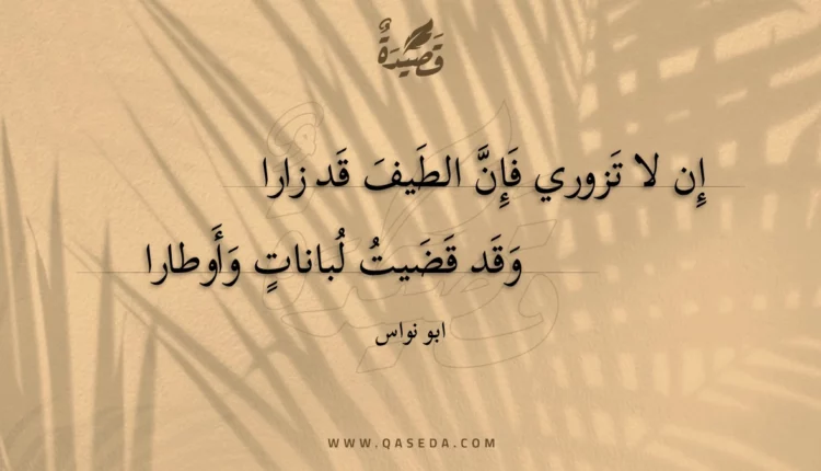 قصيدة إن لا تزوري فإن الطيف قد زارا