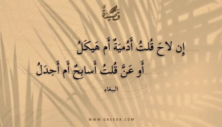 قصيدة إن لاح قلت أدمية أم هيكل
