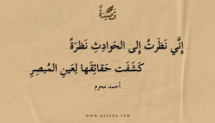 قصيدة إني نظرت إلى الحوادث نظرة