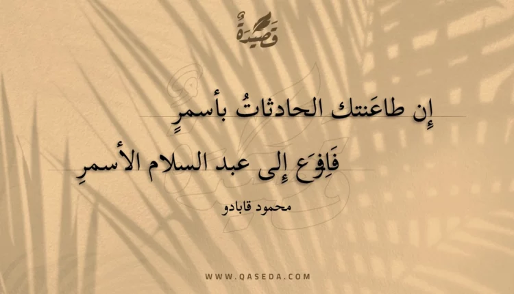 قصيدة إِن طاعنتك الحادثات بأسمر