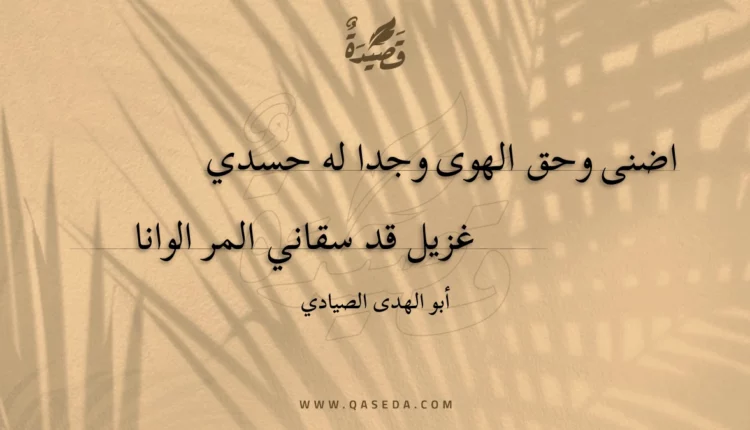 قصيدة اضنى وحق الهوى وجدا له حسدي