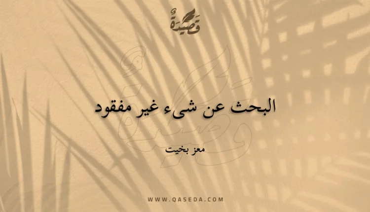قصيدة البحث عن شىء غير مفقود