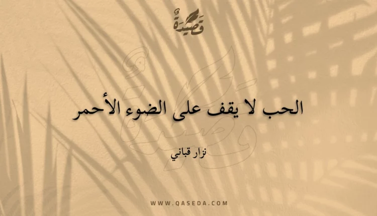 قصيدة الحب لا يقف على الضوء الأحمر