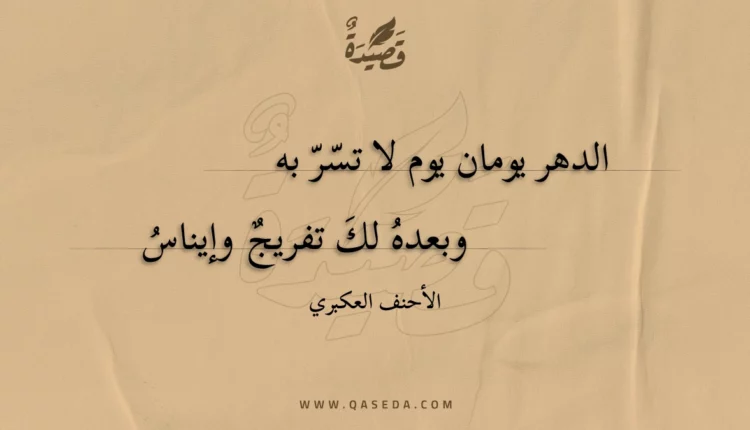قصيدة الدهر يومان يوم لا تسر به