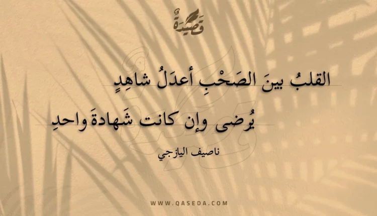 قصيدة القلب بين الصحب أعدل شاهد