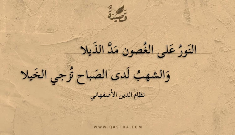 قصيدة النور على الغصون مد الذيلا