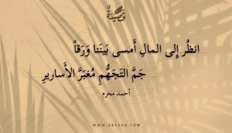 قصيدة انظر إلى المال أمسى بيننا ورقا