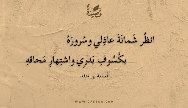 قصيدة انظر شماتة عاذلي وسروره