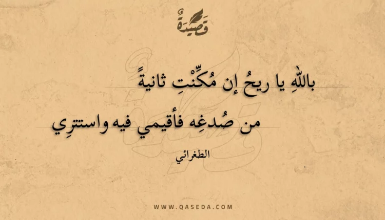قصيدة بالله يا ريح إن مكنت ثانية