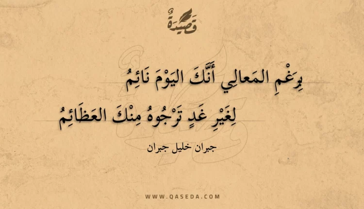قصيدة برغم المعالي أنك اليوم نائم