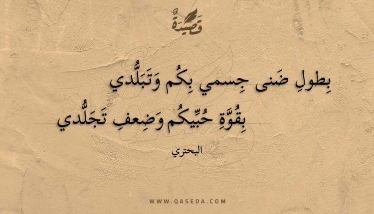 قصيدة بطول ضنى جسمي بكم وتبلدي