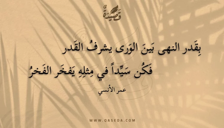 قصيدة بقدر النهى بين الورى يشرف القدر