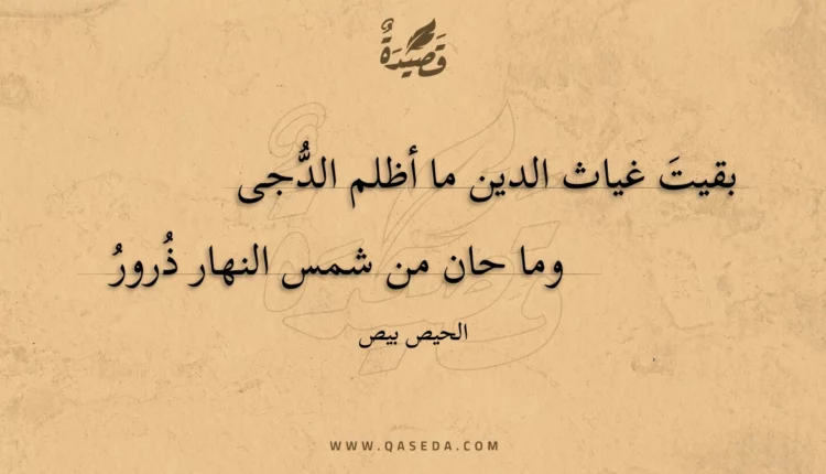 قصيدة بقيت غياث الدين ما أظلم الدجى