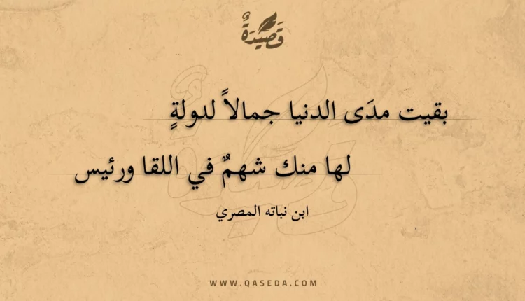 قصيدة بقيت مدى الدنيا جمالا لدولة