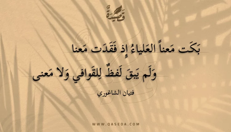 قصيدة بكت معنا العلياء إذ فقدت معنا