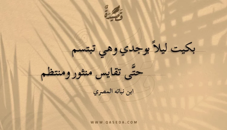 قصيدة بكيت ليلا بوجدي وهي تبتسم