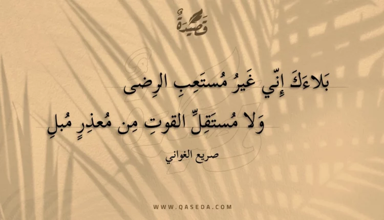 قصيدة بلاءك إني غير مستعب الرضى