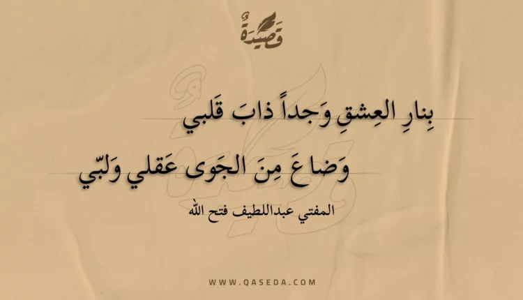 قصيدة بنار العشق وجدا ذاب قلبي