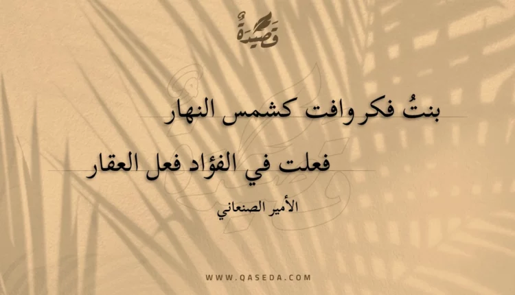قصيدة بنت فكر وافت كشمس النهار