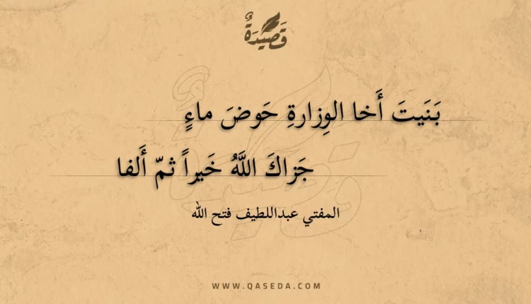 قصيدة بنيت أخا الوزارة حوض ماء
