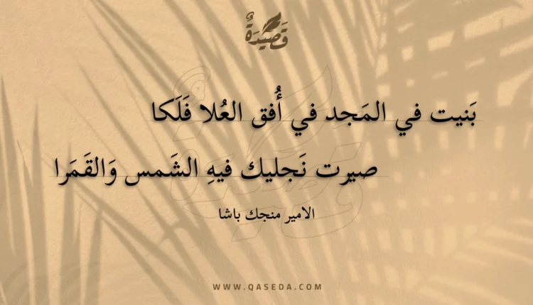 قصيدة بنيت في المجد في أفق العلا فلكا