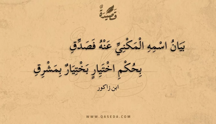 قصيدة بيان اسمه المكني عنه فصدق