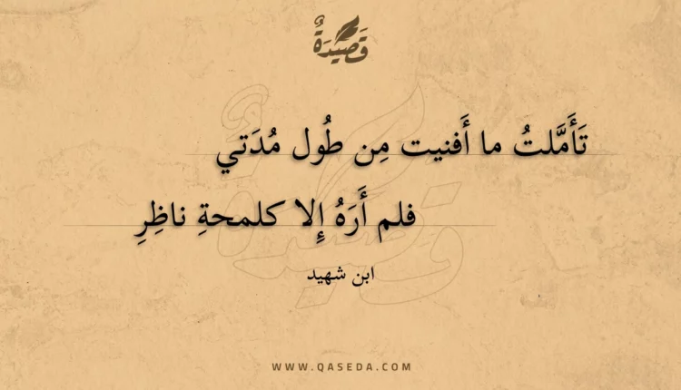 قصيدة تأملت ما أفنيت من طول مدتي