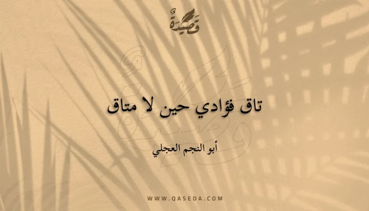 قصيدة تاق فؤادي حين لا متاق