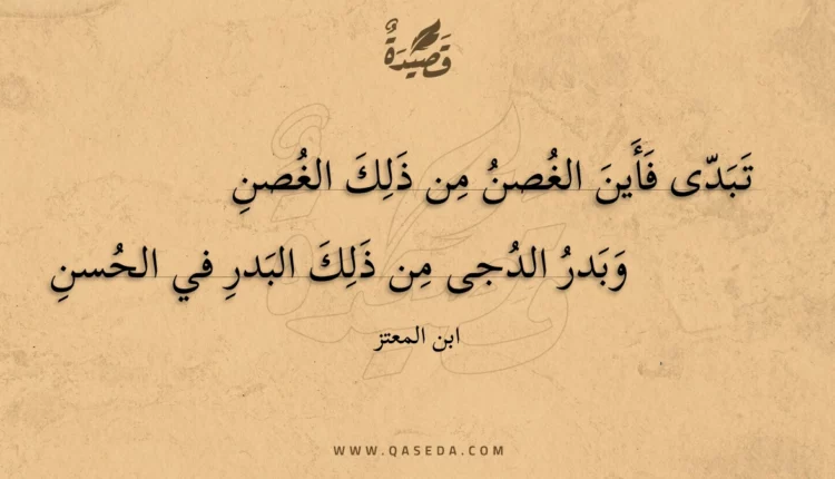 قصيدة تبدى فأين الغصن من ذلك الغصن