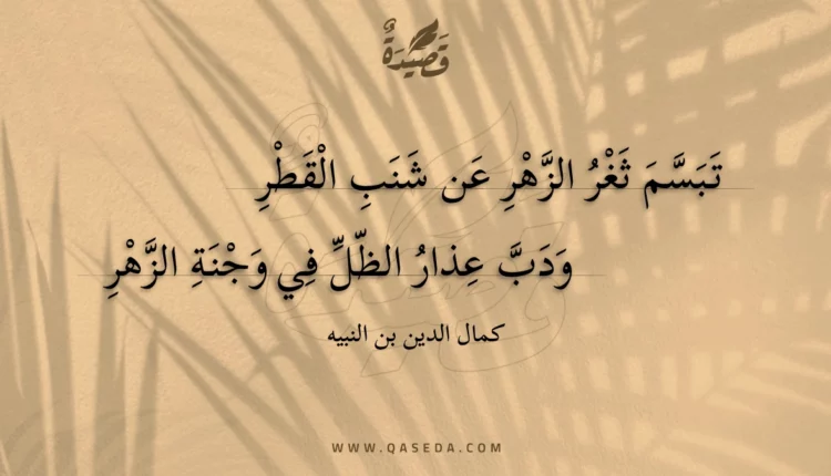 قصيدة تبسم ثغر الزهر عن شنب القطر