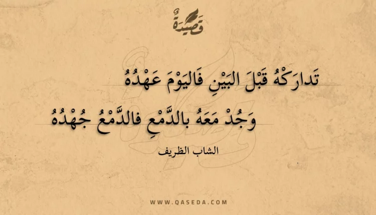 قصيدة تداركه قبل البين فاليوم عهده